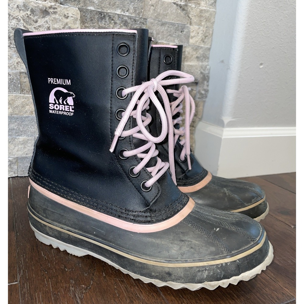 Sorel Premium 1964 Winter Boots Womens 10‎ Waterproof Black Pink